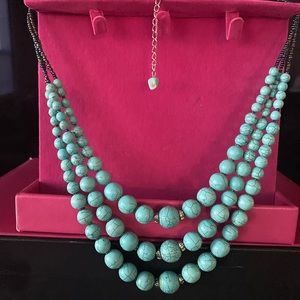 3 Strand green simulated Turquoise Necklace